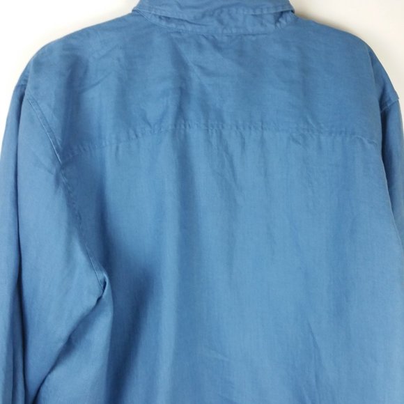 Tommy Hilfiger Linen Collared Long Sleeves Button Up Shirt Top - Picture 6 of 13